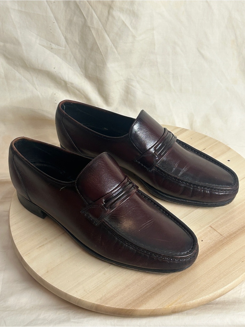 Florsheim Burgundy Leather Penny Loafer Slip-On Almond Toe 10.5 EEE